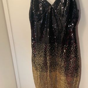 Guess sequin dress, gold and black